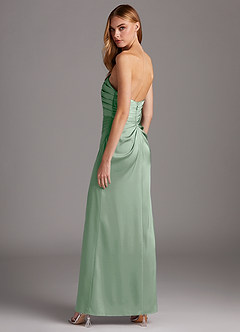 Azazie Lexie At-home Try On Dresses Agave Sheath Strapless Stretch Satin Convertible Dress image5