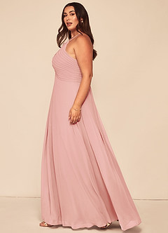 Azazie Ginger Robes de demoiselle d'honneur Robe Trapèze en Mousseline de soie Dos nu plissé Rosette image13