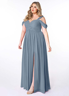 Azazie Lianne Bridesmaid Dresses Twilight A-Line Off the Shoulder Chiffon Dress image10