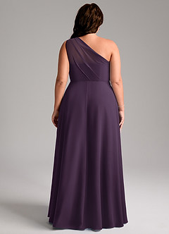 Azazie Phaedra Bridesmaid Dresses Plum A-Line One Shoulder Chiffon Dress image2