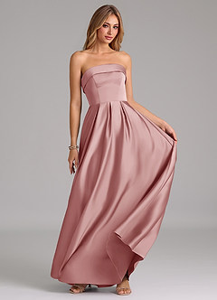 Azazie Lucienne Bridesmaid Dresses Dusty Rose A-Line Strapless Stretch Satin Convertible Dress image5