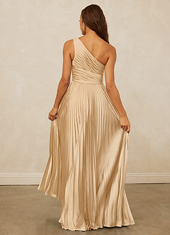 Christian Siriano Bridal for Azazie 1008 Bridesmaid Dresses Gold A-Line One Shoulder Stretch Satin Dress image7