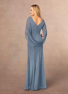 Azazie Belladonna Mère de la mariée Robes Robe Sirène en Maille Pliée à l'encolure Violet Crépusculaire image4