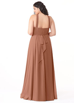 Azazie Dixie Jurken voor bruidsmeisjes Jurk van Chiffon met A-lijn Houder Gevouwen Bronzeertint image10