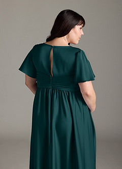 Azazie Verna Maternity Bridesmaid Dresses A-Line Ruched Stretch Satin Floor-Length Dress image10