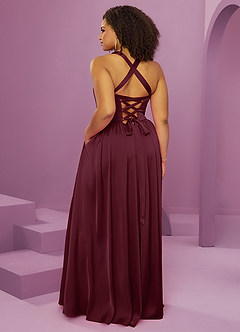 Barbie ♥ Azazie Bridesmaid Dresses Cabernet A-Line with Pockets Stretch Satin Dress image14