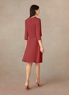 Azazie Klaus Mother of the Bride Dresses Rust A-Line Scoop Sequins Chiffon Dress image2