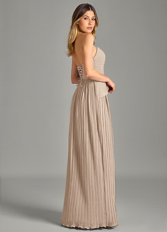 Azazie Becka Bridesmaid Dresses Taupe A-Line Strapless Chiffon Dress image5