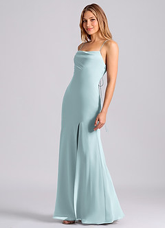 Azazie Grata 신부 들러리 드레스 인어 주름진 쉬폰 바닥 길이 드레스 image4