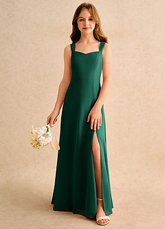Azazie Makani Girls Formal Flower Girl Dresses Emerald A-Line Sweetheart Neckline Chiffon Dress image3