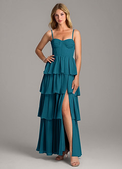 Azazie Alanna Bridesmaid Dresses Ink Blue A-Line Sweetheart Neckline Chiffon Dress image3