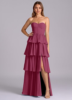 Azazie Faye Bridesmaid Dresses Mulberry A-Line Sweetheart Neckline Chiffon Dress image1