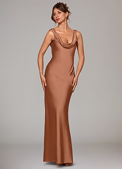 Azazie Rylina Bridesmaid Dresses Bronzer Mermaid Stretch Satin Dress image3
