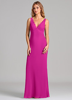 Azazie Tianna Final Sale Fuchsia Sheath Chiffon Dress image4