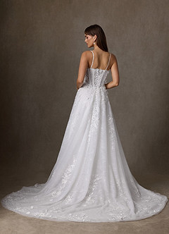 Azazie Ramina Wedding Dresses Diamond White A-Line Sweetheart Neckline Lace Dress image2