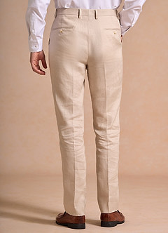 front Harrison Tan 100% Linen Dress Pants
