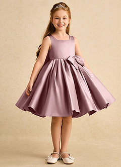 Azazie Jessie Flower Girl Dresses Dusty Rose A-Line Bow Matte Satin Dress image5