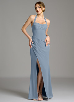 Azazie Serenity Bridesmaid Dresses Dusty Blue Mermaid Sweetheart Neckline Chiffon Dress image5
