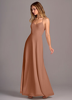 Azazie Mei Abiti da Damigella Abito A-Line in Chiffon Bronzo image4