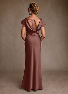 Azazie Shelby Final Sale Plum Mermaid Pleated Stretch Satin Dress image2