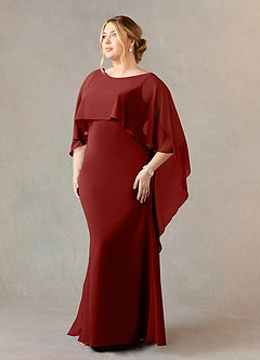 Azazie Dion Mother of the Bride Dresses Terracotta Sheath Scoop Stretch Crepe Dress image10