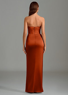 Azazie Emilia Robes de demoiselle d'honneur Robe Sirène en Satin extensible Sans bretelles Paprika image2