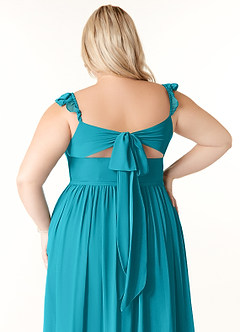 Azazie Metz Abiti da Damigella Abito A-Line in Chiffon Increspato con Scollo a Cuore Giada image12