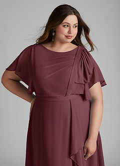Azazie Aaliyah Modest Bridesmaid Dresses A-Line Scoop Pleated Chiffon Floor-Length Dress image11