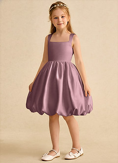 Azazie Nirvana Flower Girl Dresses Vintage Mauve Ball-Gown Ruched Matte Satin Dress image5