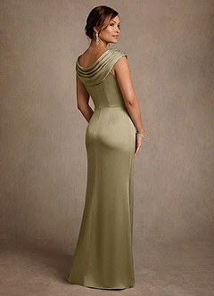 Azazie Irvine Mère de la mariée Robes Robe Trapèze en Satin extensible Plissée Vert Mousse image2