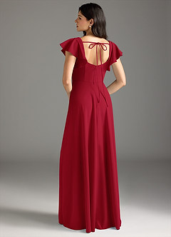 Azazie Bondi Bridesmaid Dresses Scarlet A-Line Ruched Stretch Crepe Dress image3