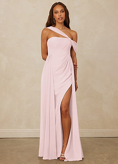 Christian Siriano Bridal for Azazie 1014 Bridesmaid Dresses Blushing Pink A-Line Off the Shoulder Chiffon Dress image1