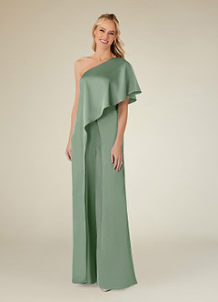 Azazie Hagretta Mère de la mariée Robes Robe Combinaison/Tailleur Pantalon en Satin extensible Matcha image3