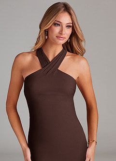 Azazie Doretta Bridesmaid Dresses Ganache Mermaid Pleated Chiffon Dress image12