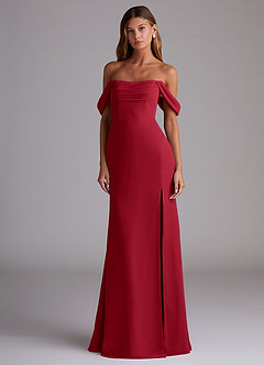 Azazie Saige Bridesmaid Dresses Scarlet A-Line Off the Shoulder Chiffon Convertible Dress image3