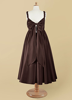 Azazie Cutie Pie Flower Girl Dresses Ganache A-Line Pleated Matte Satin Dress image8