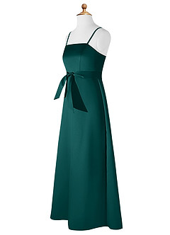 Azazie Anina Junior A-Linie Schleifen Matte Satin Kleid Pfau image9