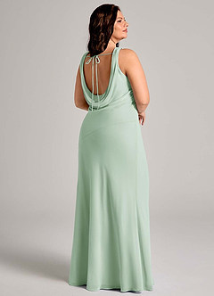 Azazie Rylina Bridesmaid Dresses Agave Mermaid Pleated Chiffon Dress image11