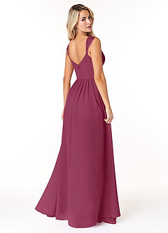Azazie Cleobella Brautjungfernkleider A-Linie Herzchen Spitze Chiffon Kleid Maulbeerrot image5