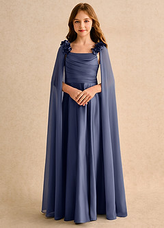 Azazie Rosita Girls Formal Blumenmädchenkleider A-Linie Plissee Matte Satin Kleid Sturm image5