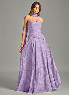Azazie Gabriela Bridesmaid Dresses Lilac A-Line Strapless Floral Burnout Dress image7