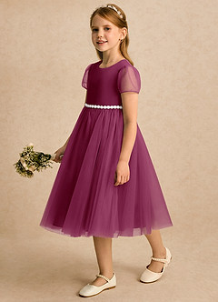 Azazie Kaylor Flower Girl Klänningar Klänning A-linje i Tyll Plisserad image4