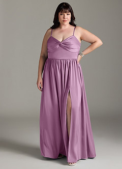 Azazie Zeya Robes de demoiselle d'honneur Robe Trapèze en Satin extensible Plissée Glycine image9
