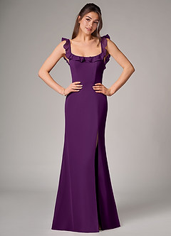 Azazie Callie Bridesmaid Dresses Grape Mermaid Side Slit Chiffon Convertible Dress image1
