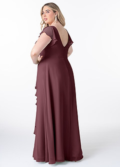 Azazie Omari Bridesmaid Dresses Sangria A-Line Chiffon Dress image8