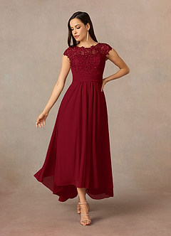 Azazie Amara Mother of the Bride Dresses Burgundy A-Line Lace Dress image1