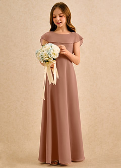 Azazie Kittie Girls Formal Flower Girl Klänningar Klä A-Line i Chiffong image3