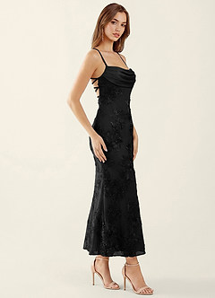 Floriane Noir Robe longue sirène corset à fleurs 3D et laçage au dos image3