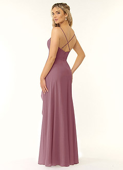 Azazie Naeem Bridesmaid Dresses Vintage Mauve A-Line V-Neck Ruffle Chiffon Dress image4