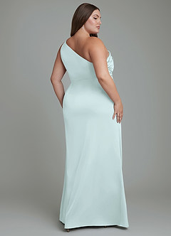 Azazie Akilah Robes de demoiselle d'honneur Robe Sirène en Satin extensible Asymétrique Verre De Mer image9
